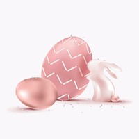 Pink Easter psd 3D celebration with bunny and eggs