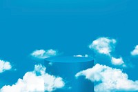 3D product display podium psd with clouds