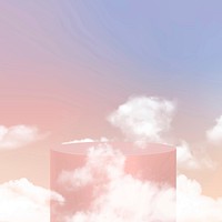 Pastel 3D product podium vector with clouds in modern style