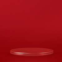 3D display podium psd red minimal product backdrop