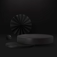 Black 3D product backdrop with classy podium