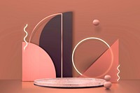 Luxury 3D product display vector with podium and neon rings