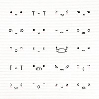 Cute emoticon design element psd with diverse feelings in doodle style set