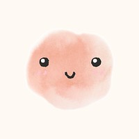 Watercolor emoticon design element psd with cute smiling face