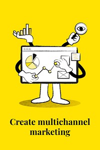 Create multichannel marketing template vector with e-commerce business analytics board illustration