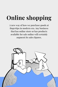 Global online shopping template vector for e-commerce business marketing campaign