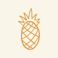 Pineapple tropical fruit psd sticker doodle in orange