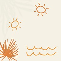 Summer sunset on beige background psd with orange border doodle