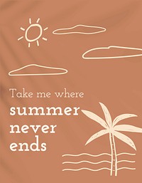 Summer never ends template vector vacation theme editable social media banner