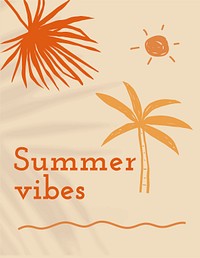 Summer vibes editable flyer template psd in beige 