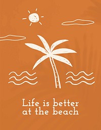 Editable summer doodle template vector with quote social media banner