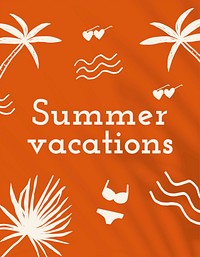 Summer vacation editable template vector in orange social media banner