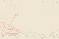 Rainy season background vector in pastel yellow with cute umbrella illustration