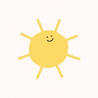 Happy sun weather sticker vector cute doodle for kids