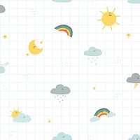 Weather seamless pattern background psd cute doodle illustration for kids