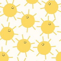 Sun seamless pattern background psd happy weather doodle for kids