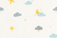 Night sky seamless pattern vector weather doodle background for kids