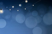 Bokeh background psd in blue with glowing string lights