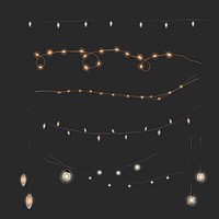 String light design elements psd on dark gray background