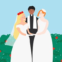 Same sex marriage wedding ceremony vector social media post