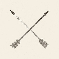 Crossed arrow psd logo hand drawn vintage theme