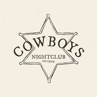 Vintage sheriff badge logo psd illustration in wild west theme