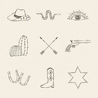 Cowboy themed logo psd collection