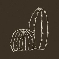 Doodle cactus psd logo vintage theme