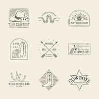 Cowboy themed logo psd collection