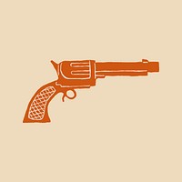 Cowboy gun psd logo hand drawn vintage theme