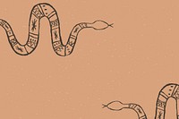 Wild west snake background vector hand drawn in muted brown