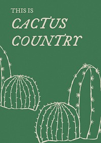Cactus poster template psd in hand drawn style with editable text