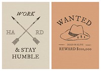 Cowboy themed poster template psd with editable text set