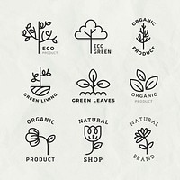 Line eco logo template vector for branding with text set