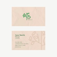 Eco business card template vector with line art logo in earth tone