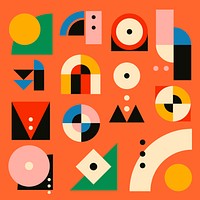 Bauhaus inspired shape psd flat design set