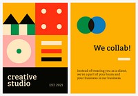 Editable poster template vector bauhaus inspired flat design creative studio text