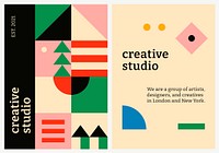 Editable poster template vector bauhaus inspired flat design creative studio text