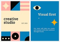 Editable poster template vector bauhaus inspired flat design creative studio text