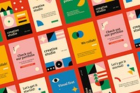 Bauhaus inspired poster psd flat design