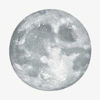 Grey full moon illustration vector on white background