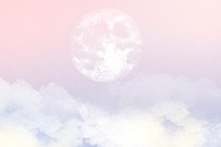 Aesthetic sky background psd with moon and clouds in pink