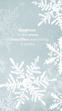 Winter story template vector for social media in blue with snowflakes and editable quote