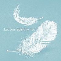 Feather social media templates psd with editable quote, let your spirit fly free
