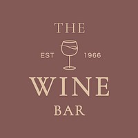 Luxury bar logo template psd with minimal wine glass illustration