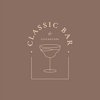 Luxury bar logo template vector with minimal cocktail glass illustration