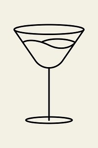 Minimal martini glass psd graphic line art style