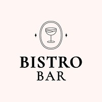 Bistro bar logo template vector with minimal cocktail glass illustration