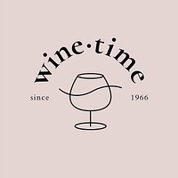 Wine bar logo template vector with minimal wine glass illustration