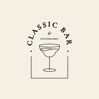 Luxury bar logo template vector with minimal cocktail glass illustration